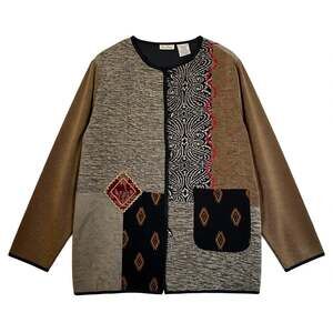 Vintage White Stag Patchwork Tapestry Jacket Size Large Boho